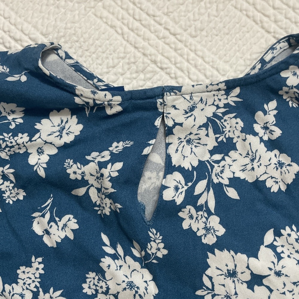Old Navy Women's Dress Tall Large NWT Floral Blue Short Sleeve Office Sundress - Picture 7 of 11